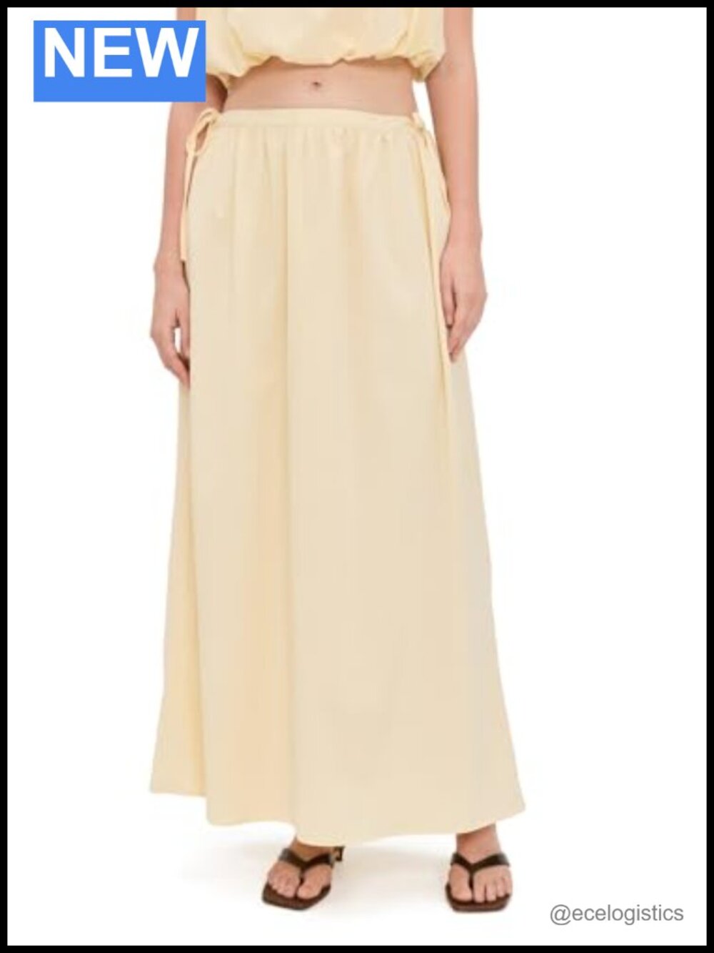 Women's Maxi Skirt with Drawstrings - Lightweight Polyester - Spring Summer